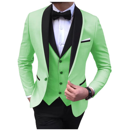 Tailor-Made Elegant Slit Mens Suits 3 Piece Black Shawl Lapel Casual Tuxedos for Wedding Groomsmen Suits Men (Blazer+Vest+Pant)