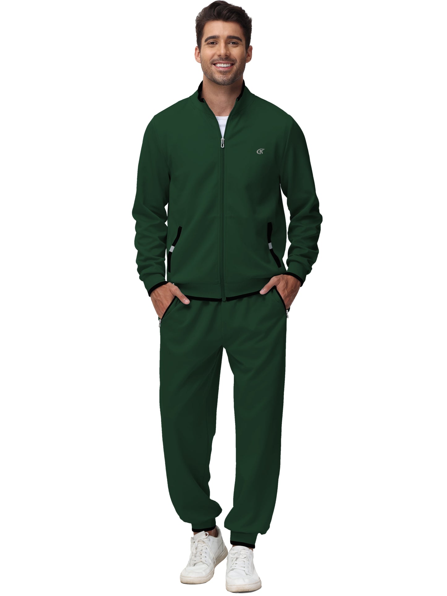 Men'S Tracksuits Sweatsuits for Men Set Track Suits 2 Piece Casual Athletic Jogging Warm up Full Zip Sweat Suits Armygreen XL