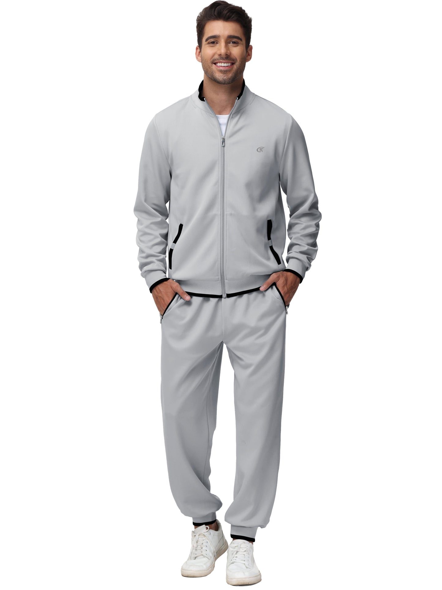 Men'S Tracksuits Sweatsuits for Men Set Track Suits 2 Piece Casual Athletic Jogging Warm up Full Zip Sweat Suits Darkgrey M