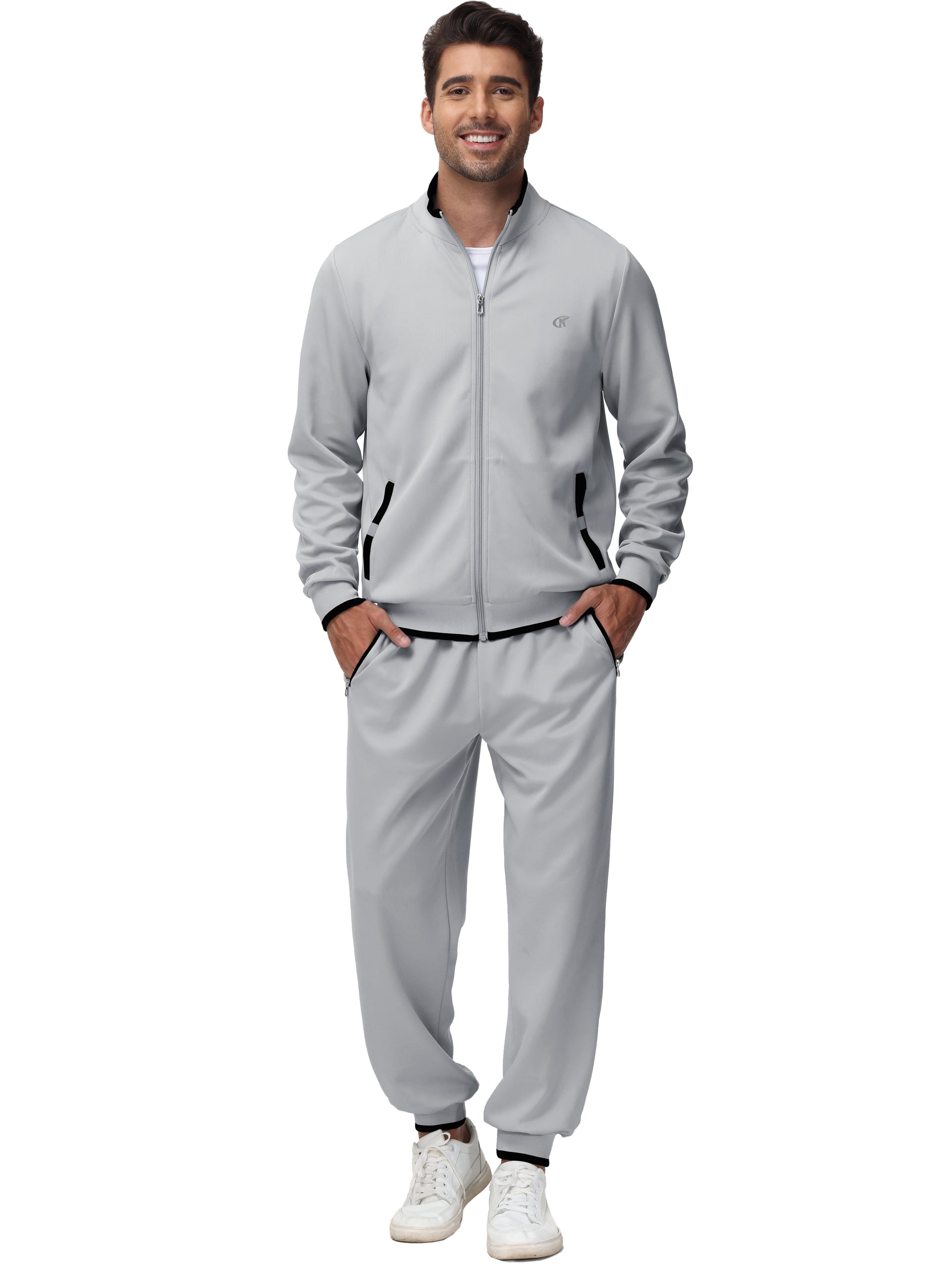 Men'S Tracksuits Sweatsuits for Men Set Track Suits 2 Piece Casual Athletic Jogging Warm up Full Zip Sweat Suits Darkgrey M