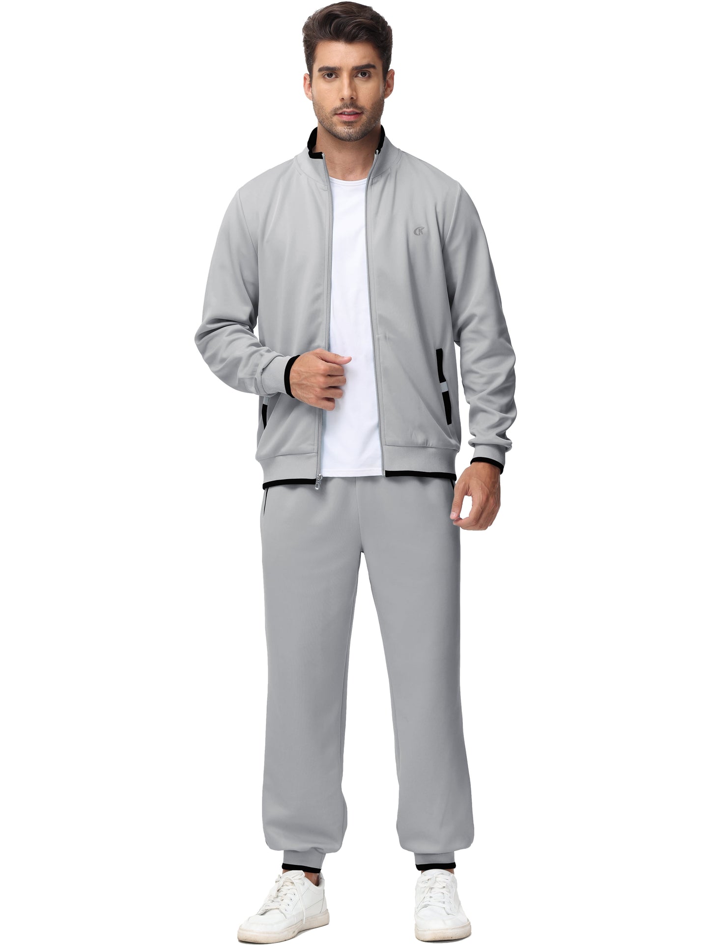 Men'S Tracksuits Sweatsuits for Men Set Track Suits 2 Piece Casual Athletic Jogging Warm up Full Zip Sweat Suits Darkgrey M