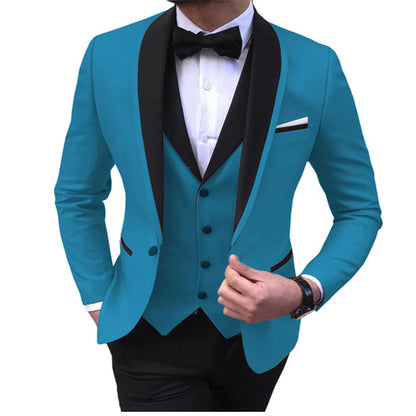 Tailor-Made Elegant Slit Mens Suits 3 Piece Black Shawl Lapel Casual Tuxedos for Wedding Groomsmen Suits Men (Blazer+Vest+Pant)