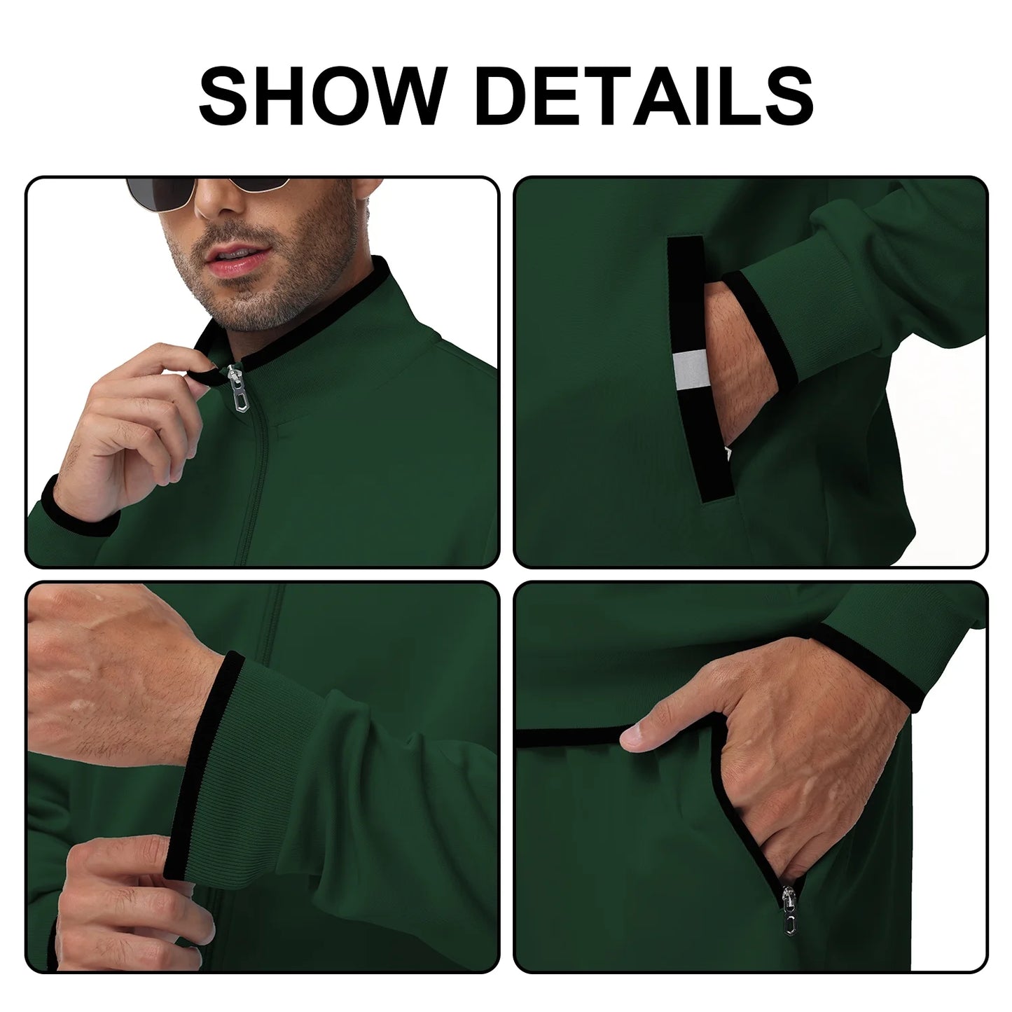 Men'S Tracksuits Sweatsuits for Men Set Track Suits 2 Piece Casual Athletic Jogging Warm up Full Zip Sweat Suits Armygreen XL